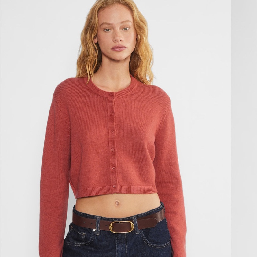 Wilfred Rust Red Cropped Button-Up Cardigan